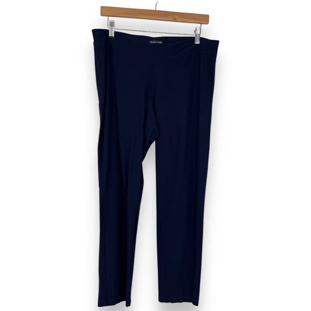 Eileen Fisher Straight Leg Pull On Pants Women's M Blue Casual
